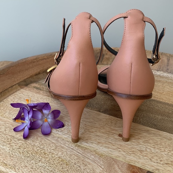 ๐ค๐ค Tibi Ilana Leather Stiletto Sandals - Sz 35.5 - Neutral Heel ๐ค๐ค - Picture 4 of 15